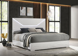 Ives White High Gloss Eastern King Panel Bed LED Headboard by Coaster at Eve Furniture