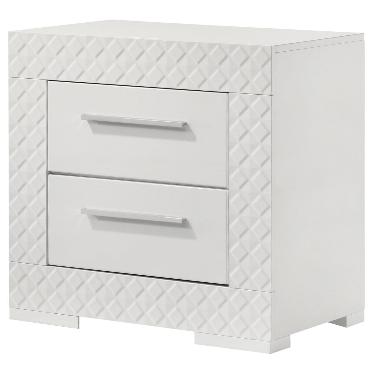 Ives White High Gloss 2-drawer Nightstand Bedside Table by Coaster at Eve Furniture
