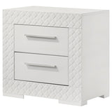 Ives White High Gloss 2-drawer Nightstand Bedside Table by Coaster at Eve Furniture