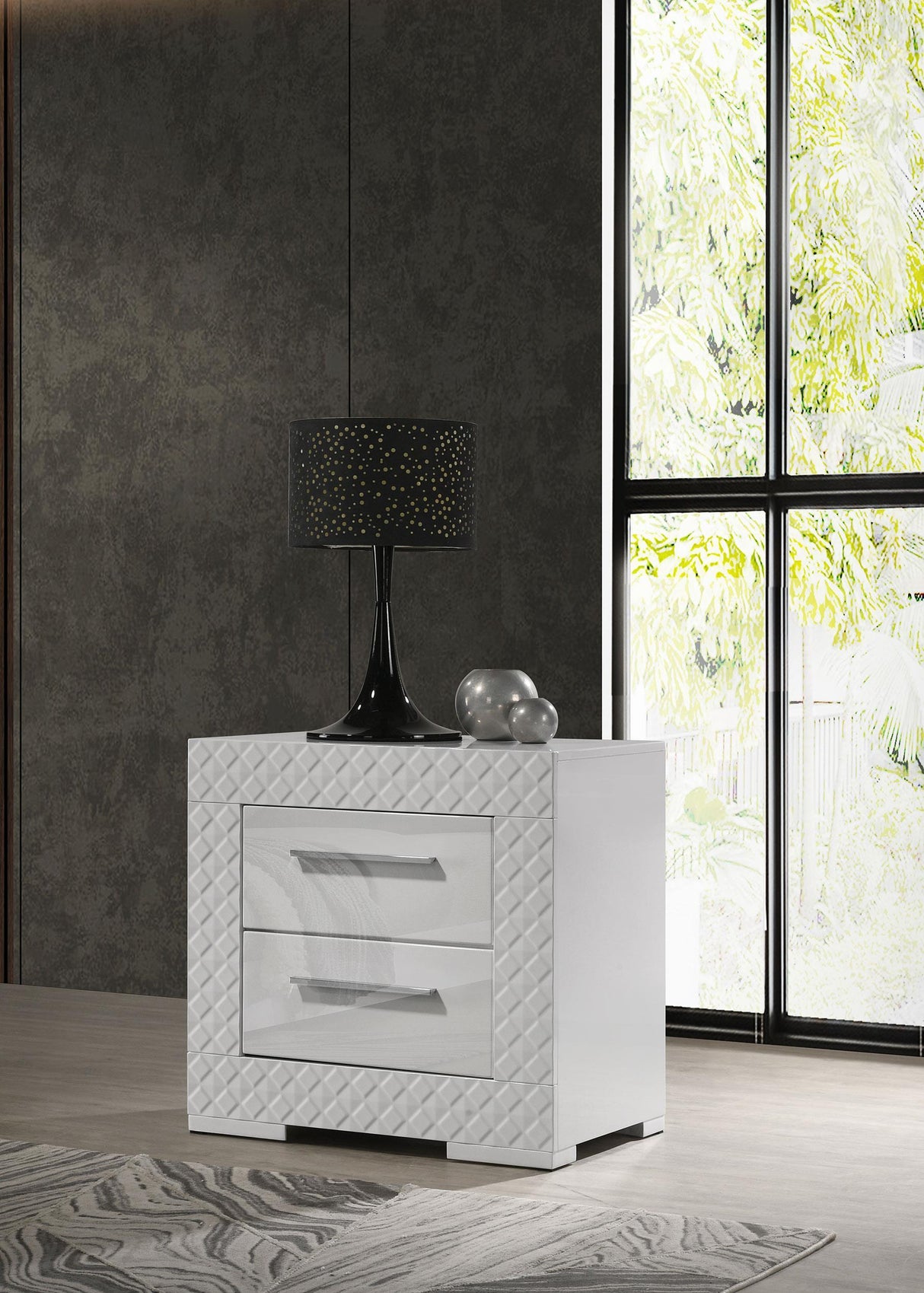 Ives White High Gloss 2-drawer Nightstand Bedside Table by Coaster at Eve Furniture