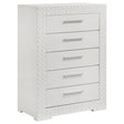 Ives 5-drawer Bedroom Chest of Drawers White High Gloss by Coaster at Eve Furniture