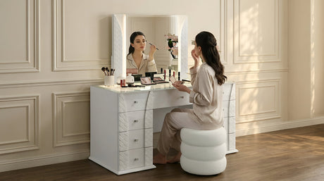 Ivette White Vanity Set by New Era Innovations at Eve Furniture