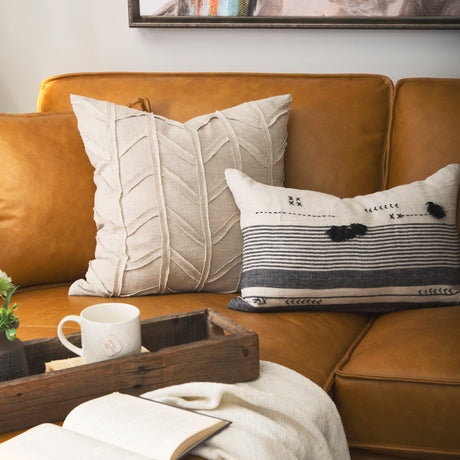 Ivivva Beige Fabric Textured Decorative Pillow Cover by Mercana at Eve Furniture