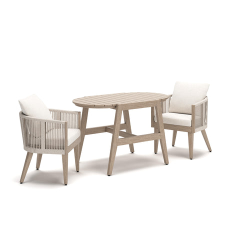 Ivory Vine Beige 3-Piece Outdoor Dining Set by Ashley at Eve Furniture