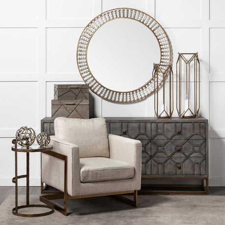 Ivy Large Gold Metal Geometric Cage Candle Holder Lantern by Mercana at Eve Furniture
