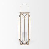 Ivy Large Gold Metal Geometric Cage Candle Holder Lantern by Mercana at Eve Furniture