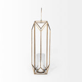 Ivy Large Gold Metal Geometric Cage Candle Holder Lantern by Mercana at Eve Furniture