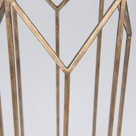 Ivy Large Gold Metal Geometric Cage Candle Holder Lantern by Mercana at Eve Furniture