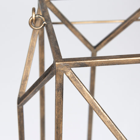Ivy Large Gold Metal Geometric Cage Candle Holder Lantern by Mercana at Eve Furniture