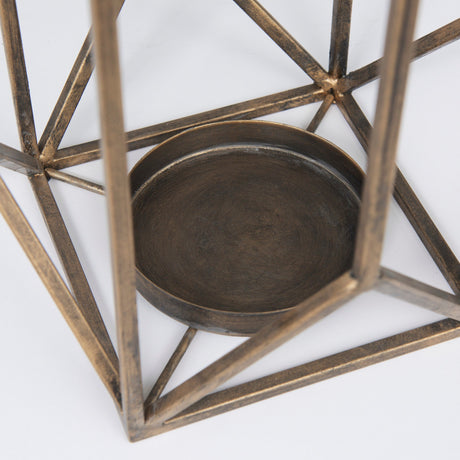 Ivy Large Gold Metal Geometric Cage Candle Holder Lantern by Mercana at Eve Furniture