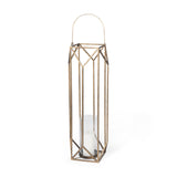 Ivy Large Gold Metal Geometric Cage Candle Holder Lantern by Mercana at Eve Furniture