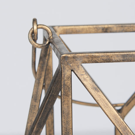 Ivy Small Gold Metal Geometric Cage Candle Holder Lantern by Mercana at Eve Furniture