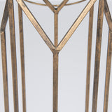 Ivy Small Gold Metal Geometric Cage Candle Holder Lantern by Mercana at Eve Furniture