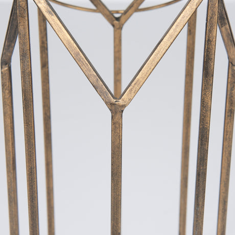 Ivy Small Gold Metal Geometric Cage Candle Holder Lantern by Mercana at Eve Furniture
