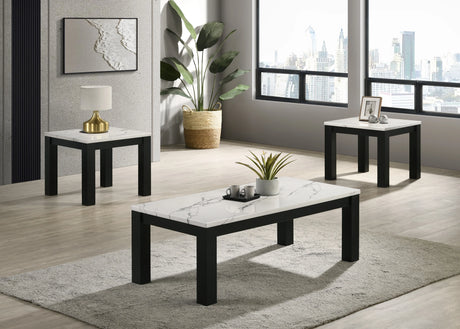 Ivy White Faux Marble 3-Piece Cocktail Set by Crown Mark at Eve Furniture
