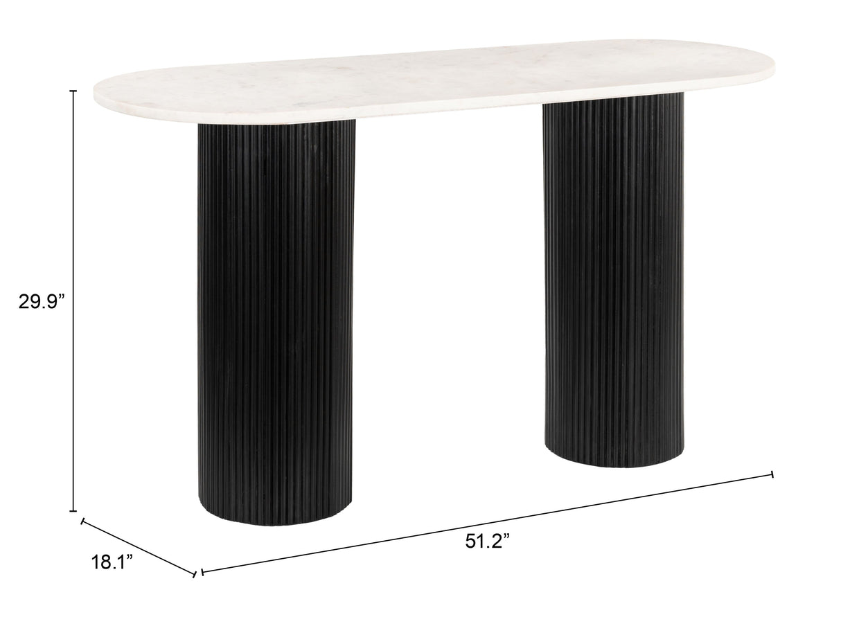 Izola White & Black Console Table by Zuomod at Eve Furniture