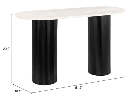 Izola White & Black Console Table by Zuomod at Eve Furniture