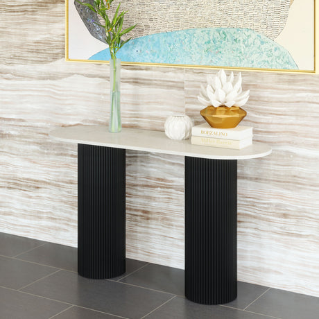Izola White & Black Console Table by Zuomod at Eve Furniture