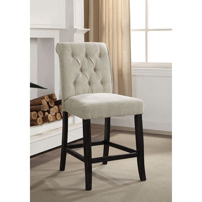 Izzy Beige/Antique Black Counter Height Chair Set of 2 by Furniture of America at Eve Furniture