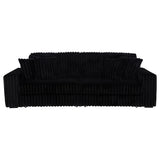 Jacana Corduroy Upholstered Dual Power Chaise Sofa Black by Coaster at Eve Furniture