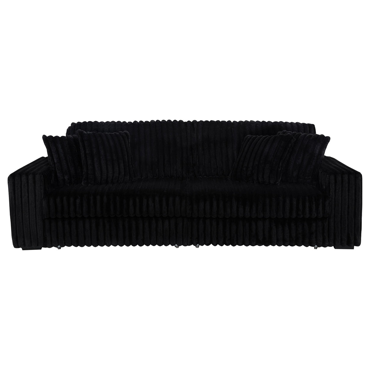 Jacana Corduroy Upholstered Dual Power Chaise Sofa Black by Coaster at Eve Furniture