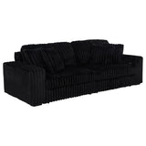 Jacana Corduroy Upholstered Dual Power Chaise Sofa Black by Coaster at Eve Furniture