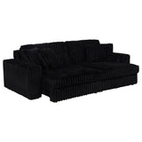 Jacana Corduroy Upholstered Dual Power Chaise Sofa Black by Coaster at Eve Furniture