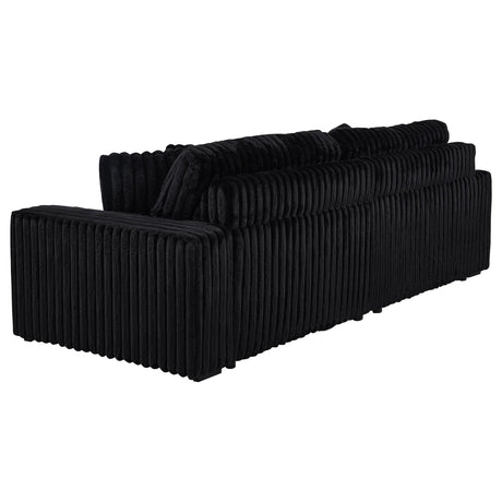 Jacana Corduroy Upholstered Dual Power Chaise Sofa Black by Coaster at Eve Furniture