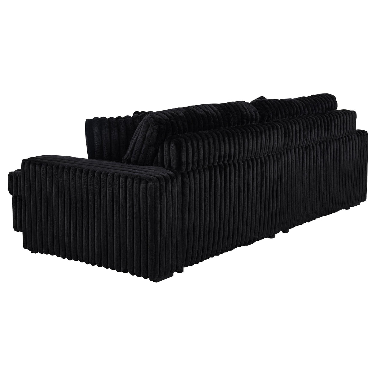 Jacana Corduroy Upholstered Dual Power Chaise Sofa Black by Coaster at Eve Furniture