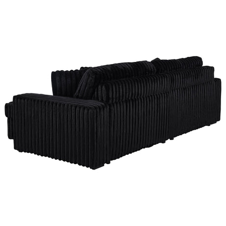 Jacana Corduroy Upholstered Dual Power Chaise Sofa Black by Coaster at Eve Furniture