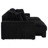 Jacana Corduroy Upholstered Dual Power Chaise Sofa Black by Coaster at Eve Furniture