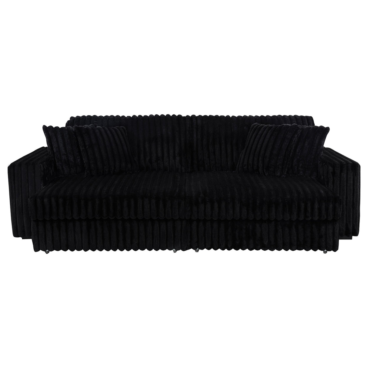 Jacana Corduroy Upholstered Dual Power Chaise Sofa Black by Coaster at Eve Furniture