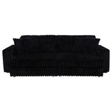 Jacana Corduroy Upholstered Dual Power Chaise Sofa Black by Coaster at Eve Furniture