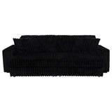 Jacana Corduroy Upholstered Dual Power Chaise Sofa Black by Coaster at Eve Furniture
