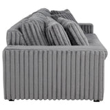 Jacana Gray Corduroy Upholstered Dual Power Chaise Sofa by Coaster at Eve Furniture