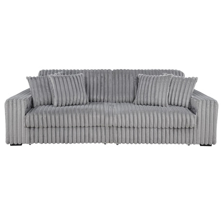 Jacana Gray Corduroy Upholstered Dual Power Chaise Sofa by Coaster at Eve Furniture
