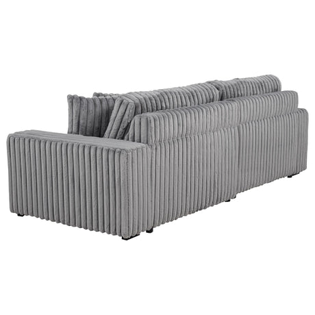 Jacana Gray Corduroy Upholstered Dual Power Chaise Sofa by Coaster at Eve Furniture