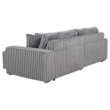 Jacana Gray Corduroy Upholstered Dual Power Chaise Sofa by Coaster at Eve Furniture