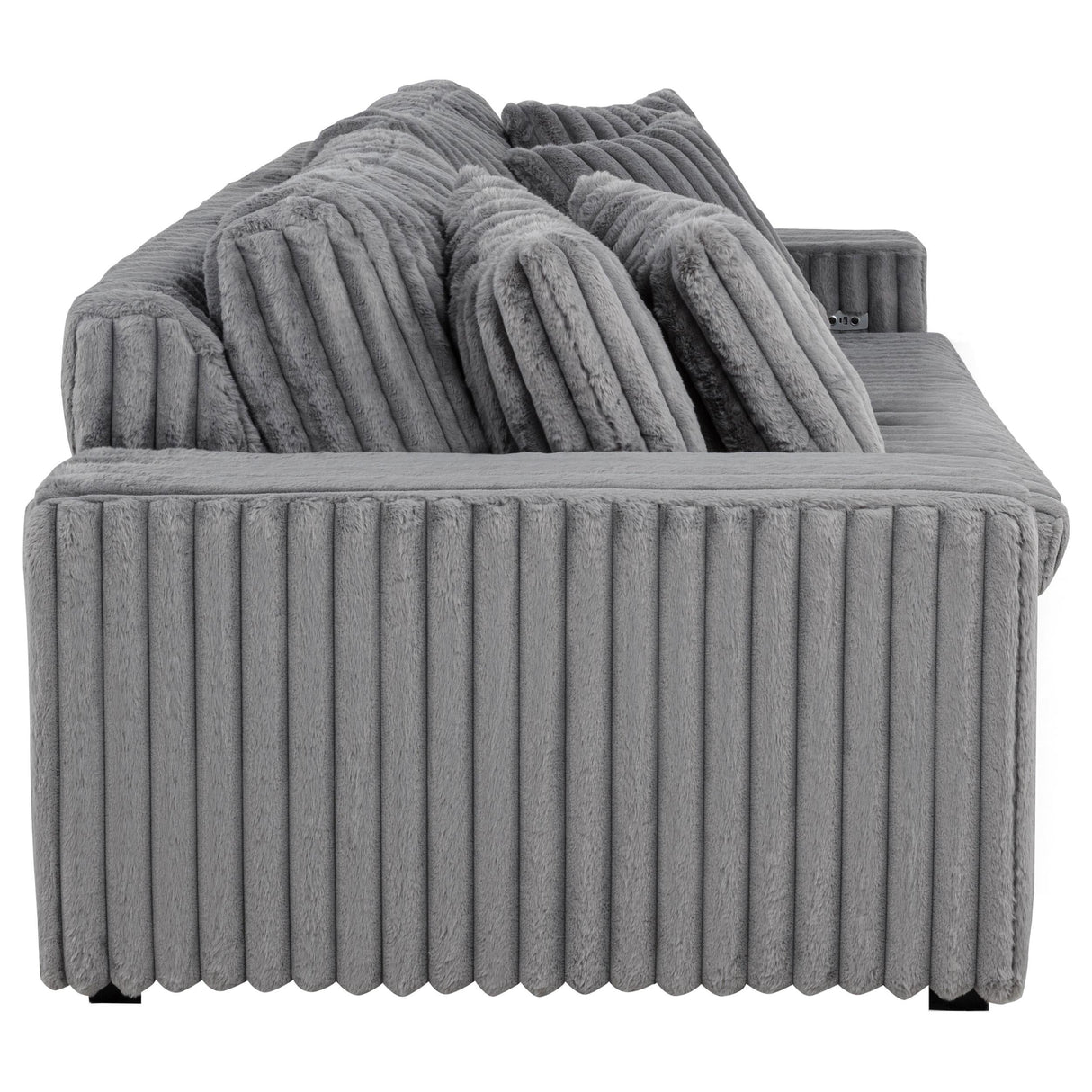 Jacana Gray Corduroy Upholstered Dual Power Chaise Sofa by Coaster at Eve Furniture