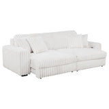 Jacana Corduroy Upholstered Dual Power Chaise Sofa Ivory by Coaster at Eve Furniture