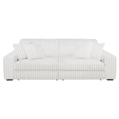 Jacana Corduroy Upholstered Dual Power Chaise Sofa Ivory by Coaster at Eve Furniture