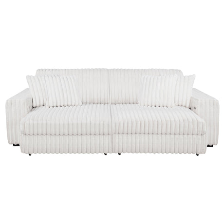 Jacana Corduroy Upholstered Dual Power Chaise Sofa Ivory by Coaster at Eve Furniture