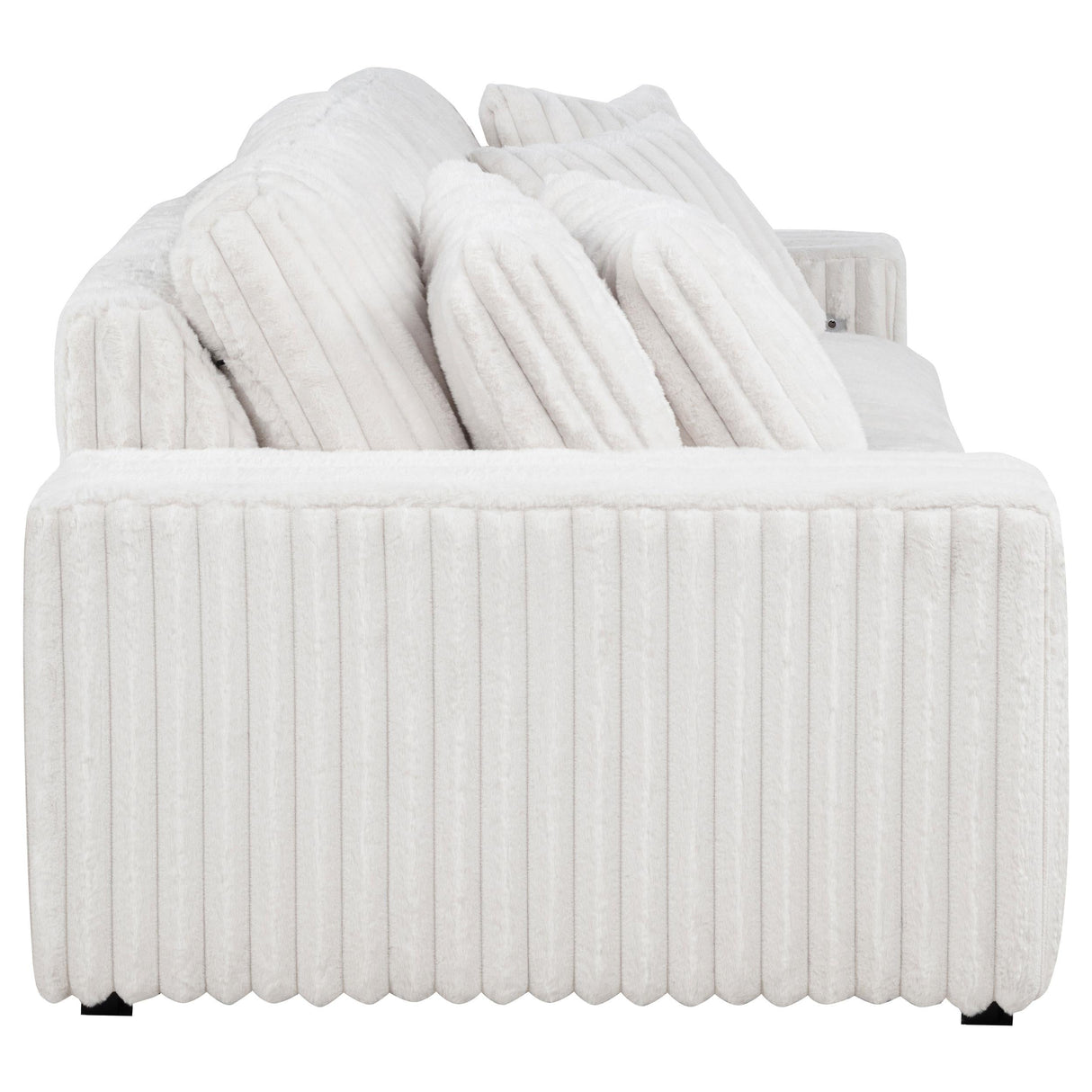 Jacana Corduroy Upholstered Dual Power Chaise Sofa Ivory by Coaster at Eve Furniture