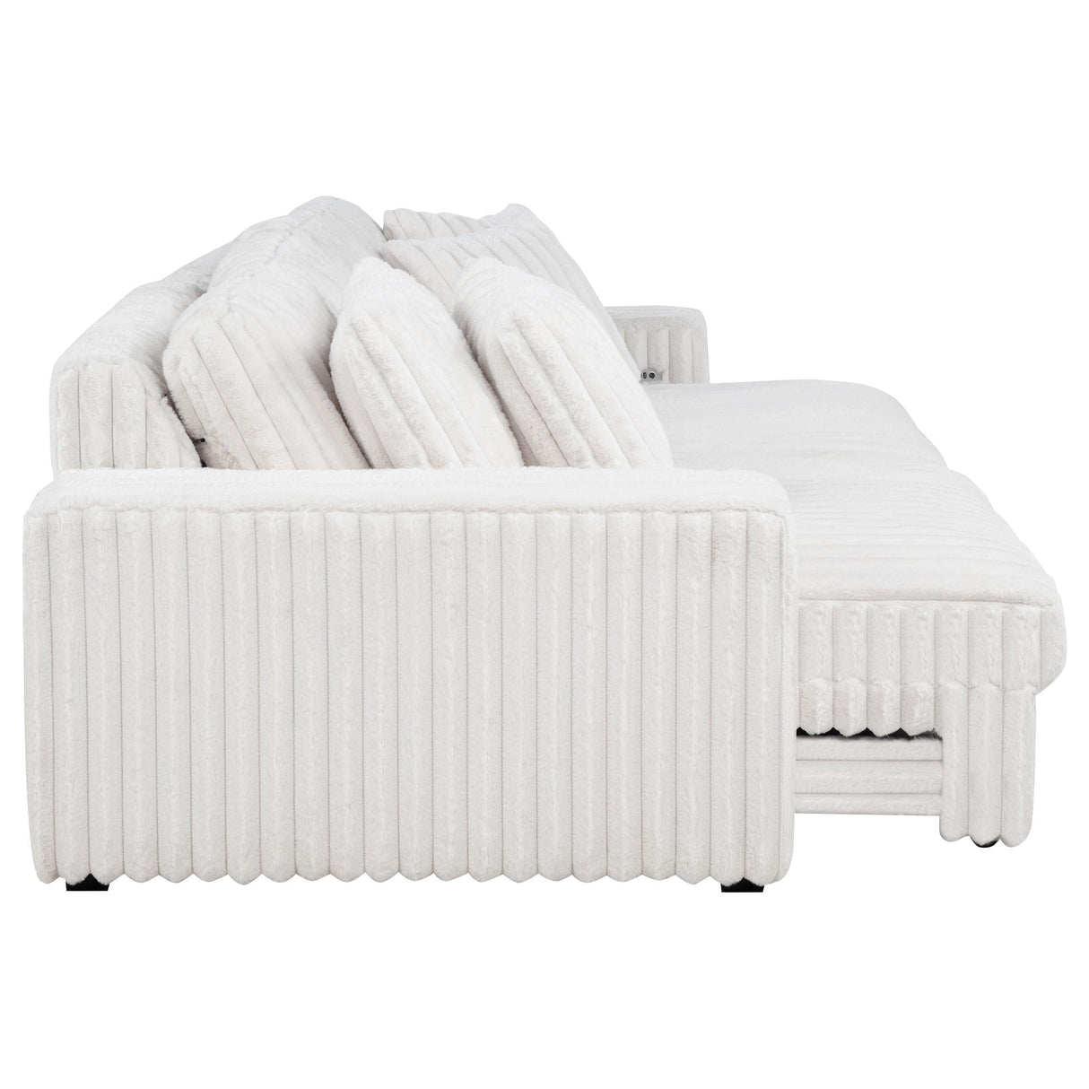 Jacana Corduroy Upholstered Dual Power Chaise Sofa Ivory by Coaster at Eve Furniture