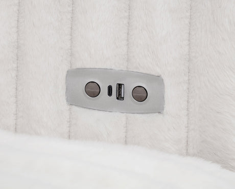 Jacana Corduroy Upholstered Dual Power Chaise Sofa Ivory by Coaster at Eve Furniture