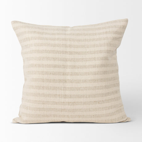 Jace Cream w/ Beige Stripe Linen-Cotton Square Decorative Pillow Cover by Mercana at Eve Furniture