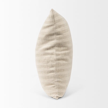 Jace Cream w/ Beige Stripe Linen-Cotton Square Decorative Pillow Cover by Mercana at Eve Furniture