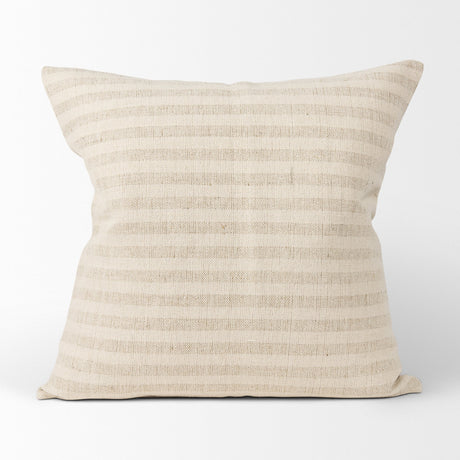 Jace Cream w/ Beige Stripe Linen-Cotton Square Decorative Pillow Cover by Mercana at Eve Furniture