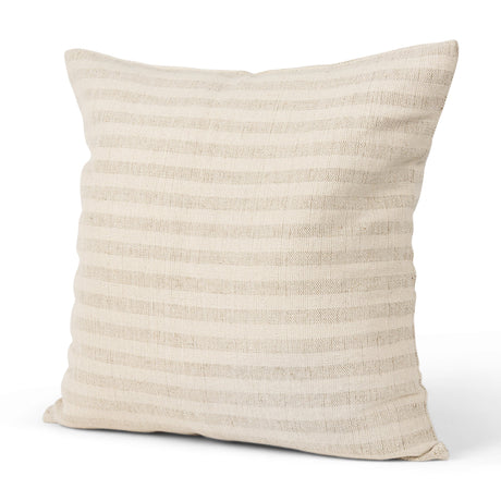 Jace Cream w/ Beige Stripe Linen-Cotton Square Decorative Pillow Cover by Mercana at Eve Furniture