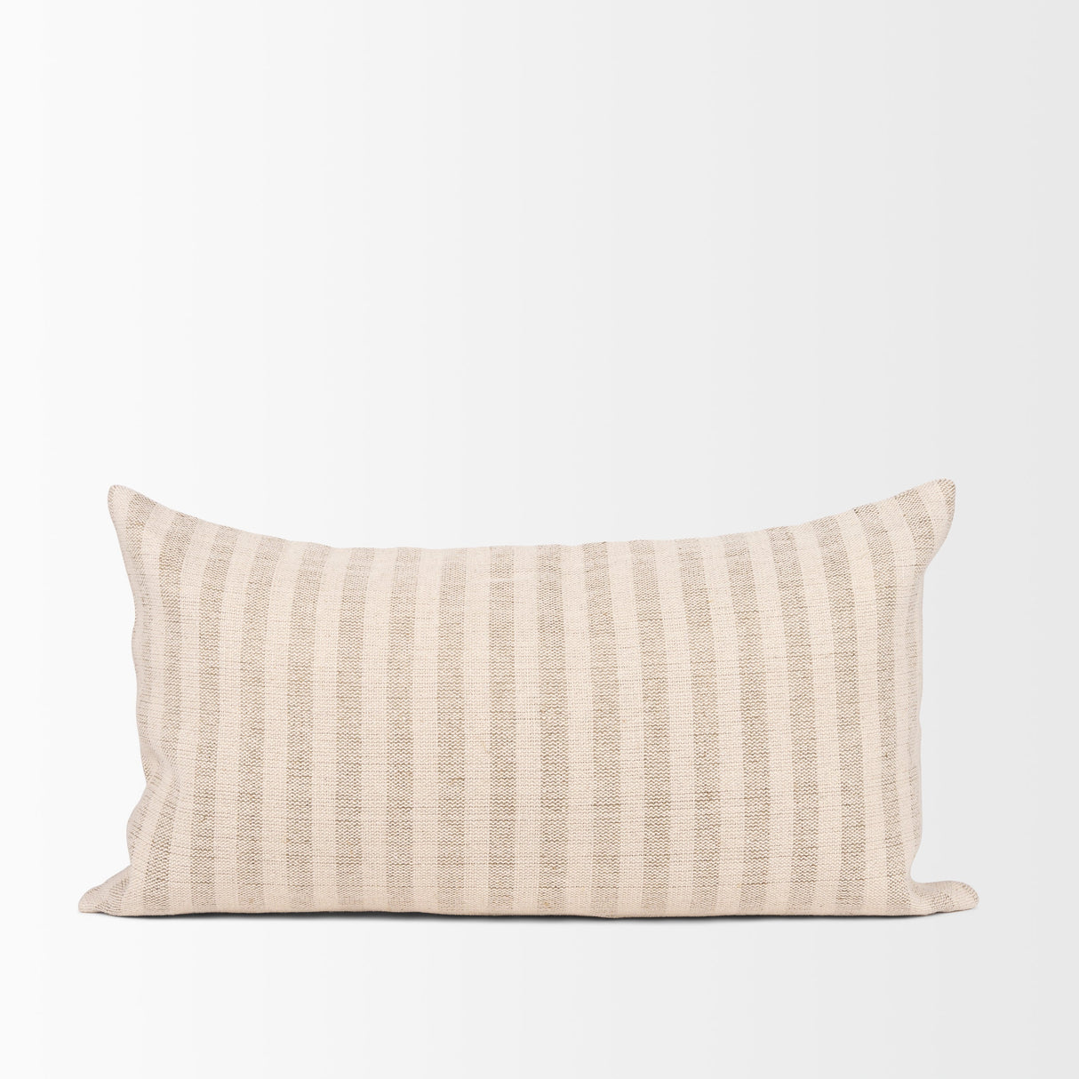 Jace Cream w/ Beige Stripe Lumbar Decorative Pillow Cover by Mercana at Eve Furniture